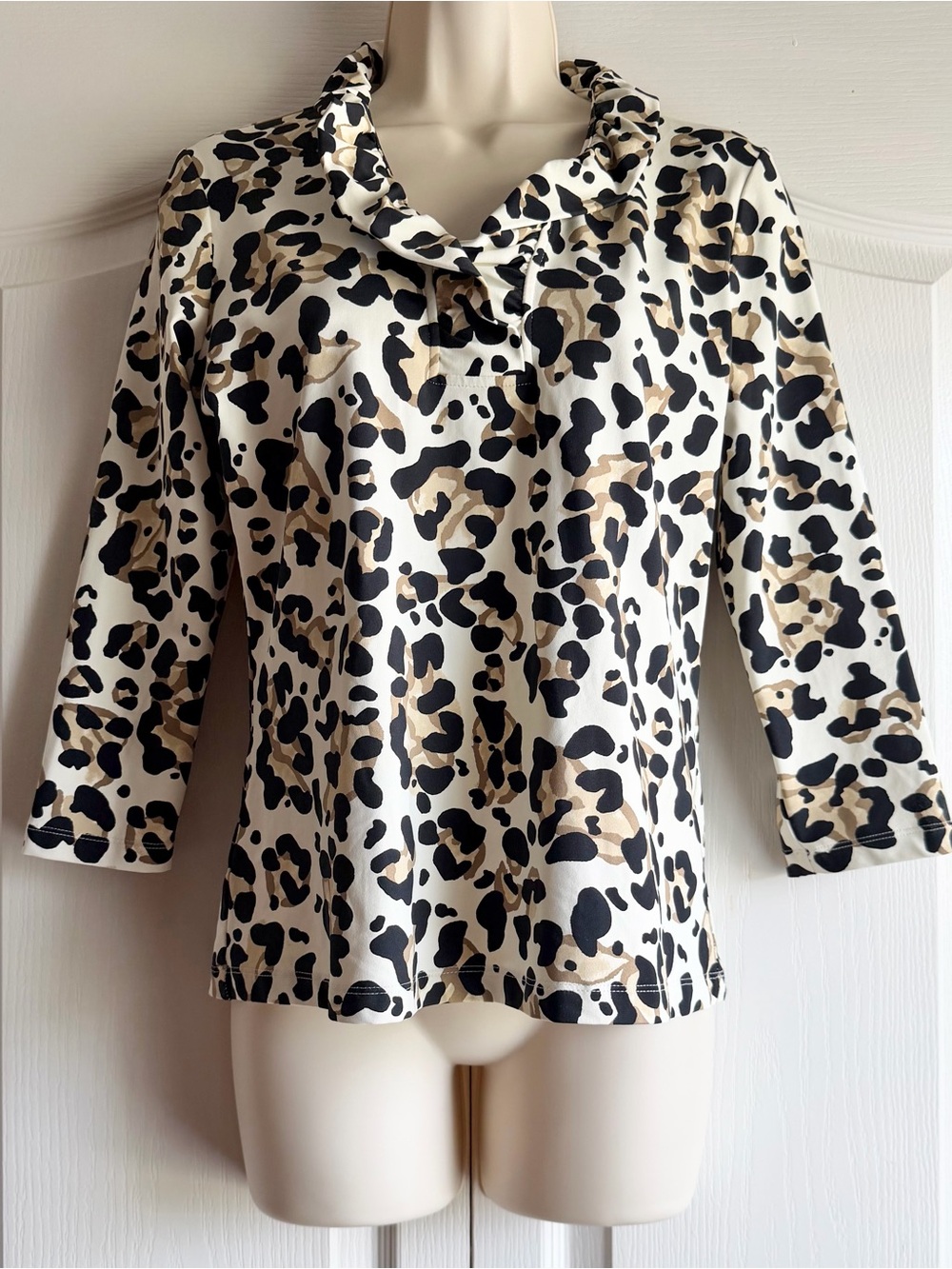 J.McLaughlin Leopard Print Durham Ruffle Catalina Cloth Top
